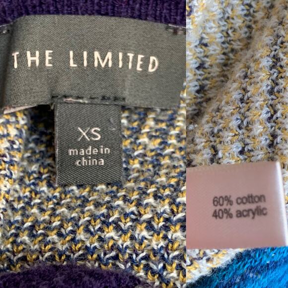 The Limited Purple Blue Orange Plaid Crew Neck Sweater Women’s size XS - Picture 12 of 12